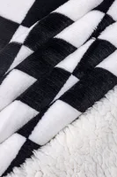 B&W Plaid - Sherpa Blanket