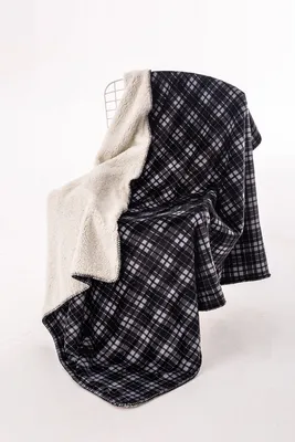 Black Tiny Plaid - Sherpa Blanket