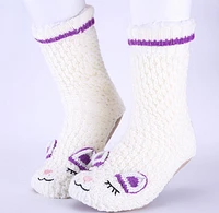 Blanc et violet - chaussettes de pantoufles confortables