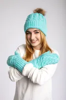 Cyan Blue - Cozy Lined Mittens