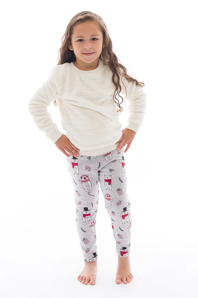 Xmas Bear Kid's - Cozy Lined Leggings