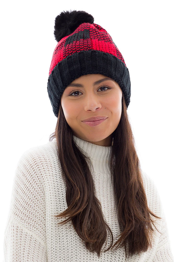 Black & Red - Cozy Lined Hat