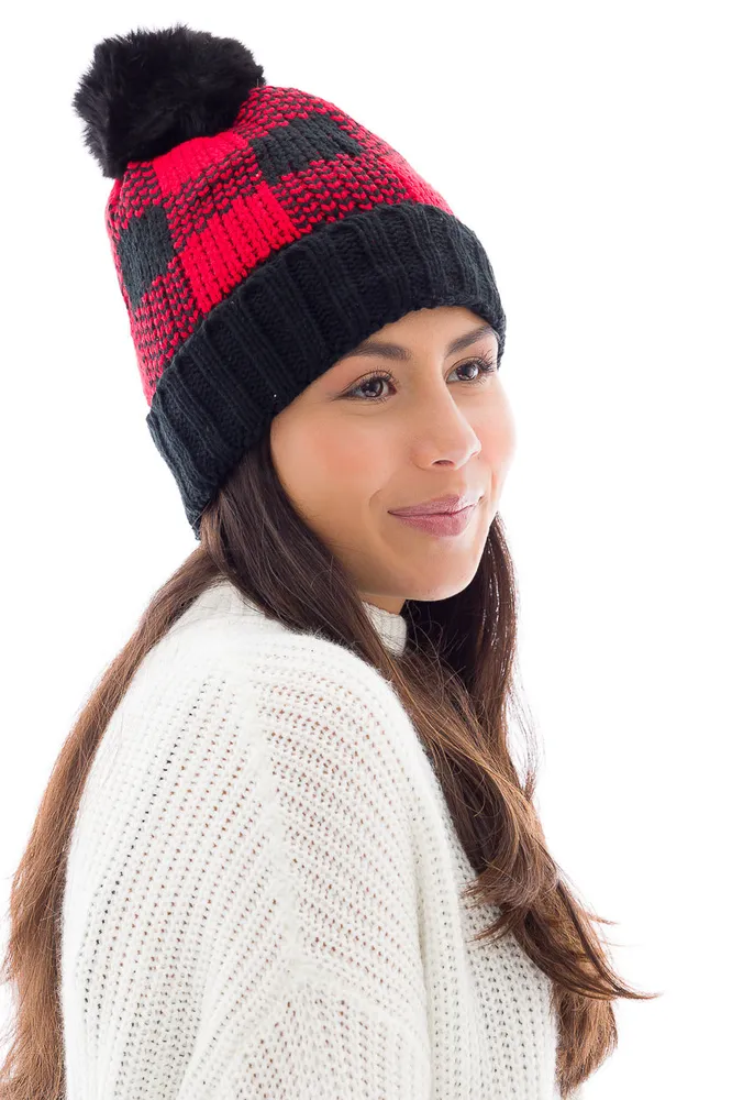 Black & Red - Cozy Lined Hat