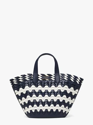 Zigzag Woven Leather Small Tote