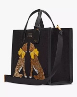 Manhattan Lady Leopard Embroidered Large Tote