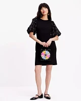 Organza Pearl Sleeve Ponte Dress