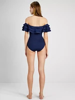 Palm Beach Ruffle Off-the-shoulder One-piece