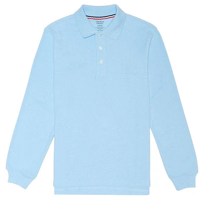 Long Sleeve Pique Polo Shirt  - Boys Light Blue