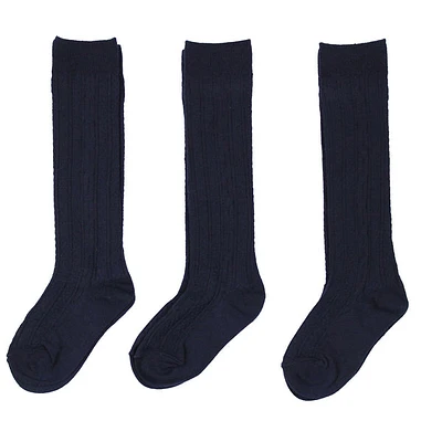 3 pack Cable Knit Knee High Socks