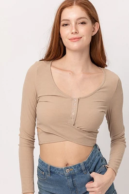 Knit Button Waist Strap Top