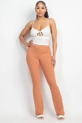 Rib-Knit Stretch Flare Pant