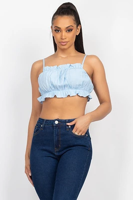 Ruffled Sleeveless Crop Top