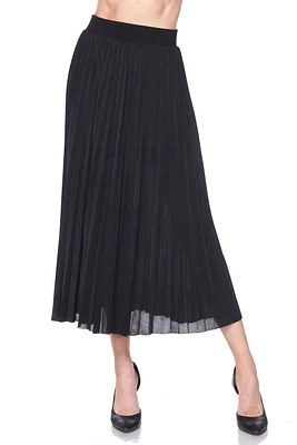 Pleated Floral Lace Midi Skirt