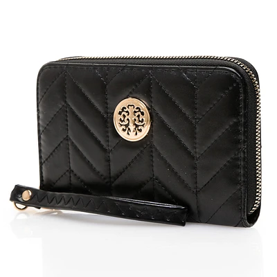 Metal Detail Quilted Leather Medium Size Wallet