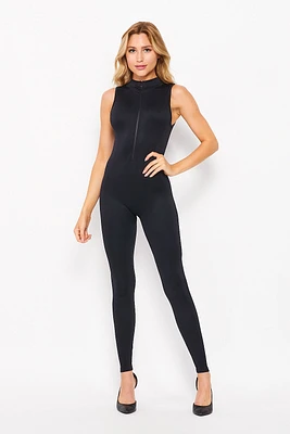 Mock Neck Zip Front Catsuit