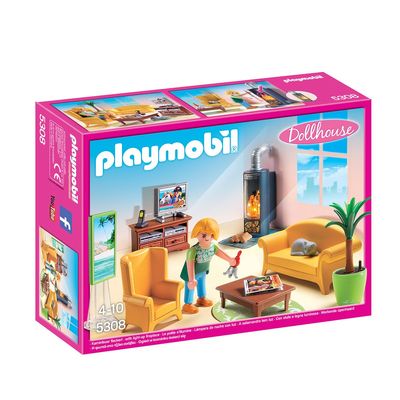 Salon avec poêle à bois Playmobil Dollhouse 5308