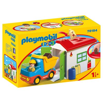 Ouvrier avec camion et garage Playmobil 1.2.3 70184