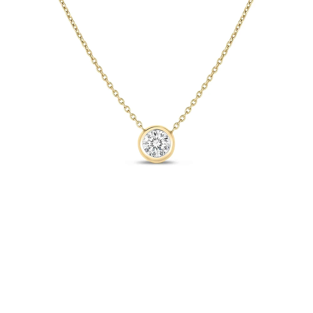 BEZEL SET DIAMOND SOLITAIRE 20 INCH NECKLACE - La Maison Monaco