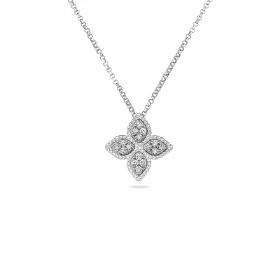 GOLD PRINCESS FLOWER MEDIUM DIAMOND NECKLACE - La Maison Monaco