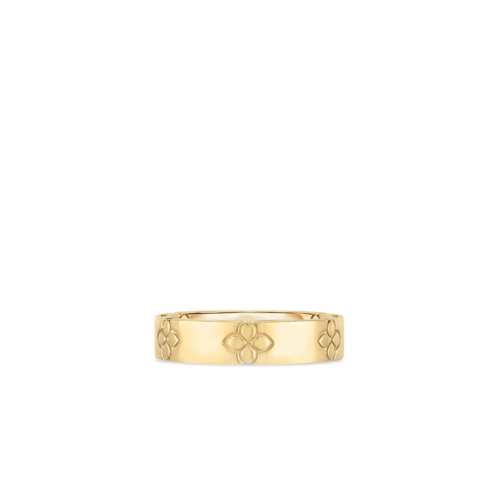 LOVE IN VERONA THIN RING BAND W. ETCHED FLOWERS - La Maison Monaco