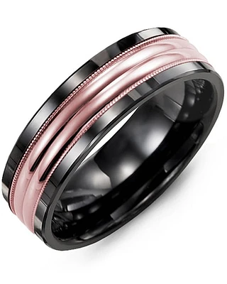 Men's Two-Line Milgrain Wedding Ring