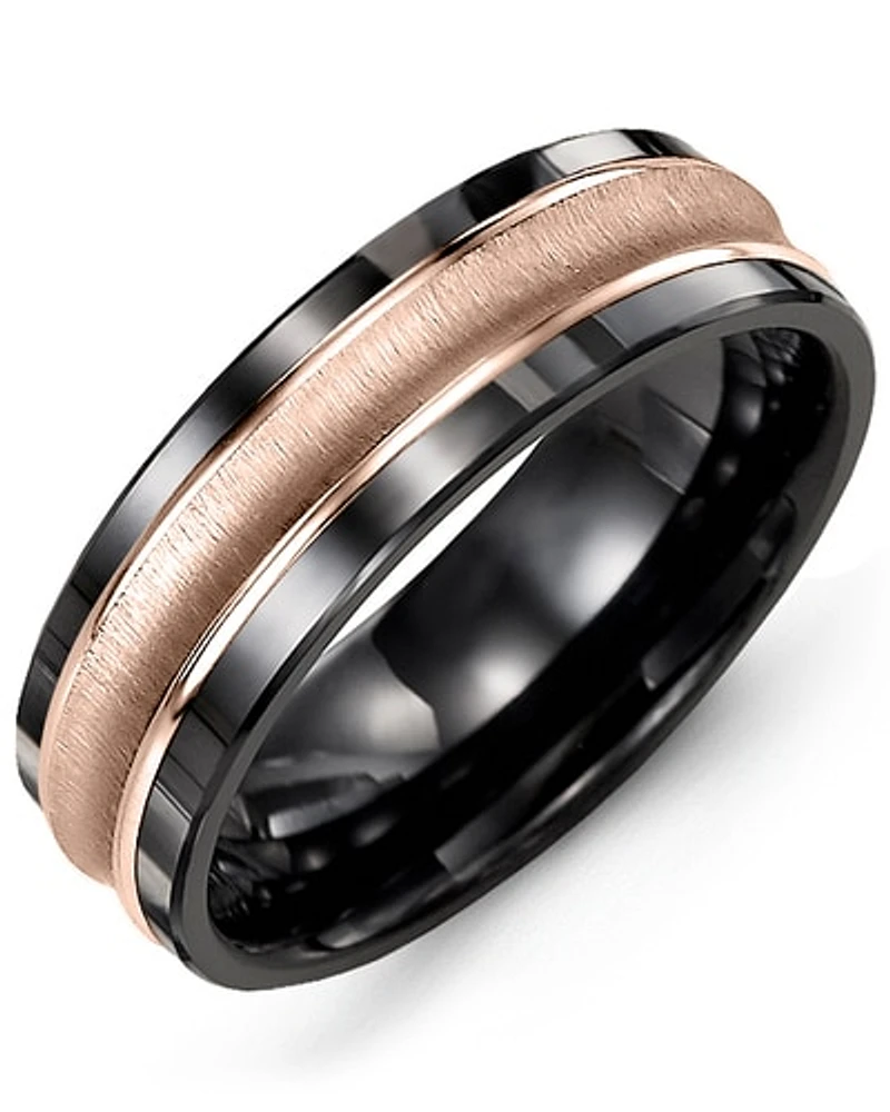 Men's Concave Brush Polished Edges Wedding Band