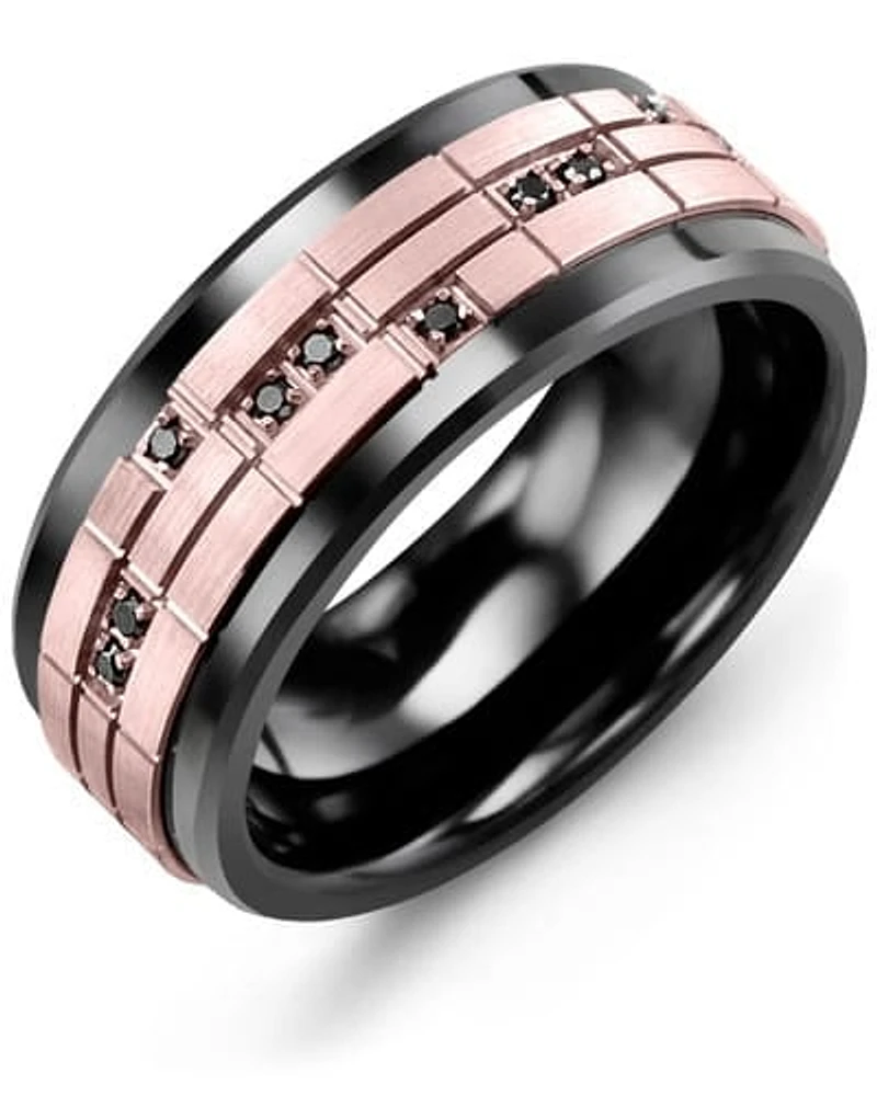 Men's Puzzle Black Diamonds Wedding Ring