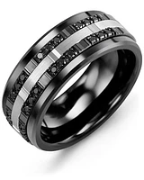 Men's Outer Trio Black Diamonds Wedding Band