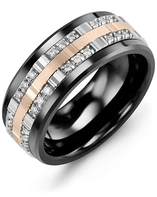 Men's Outer Trio Diamonds Wedding Band