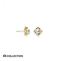 M Collection Akoya Cultured Pearl Earrings in 18K Yellow Gold - La Maison Monaco