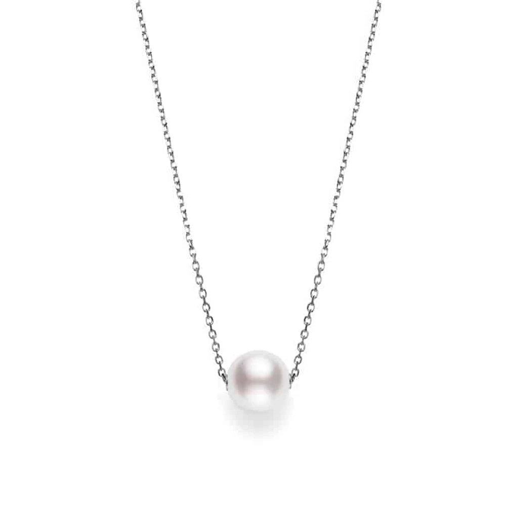 Akoya Cultured Pearl Single Pearl Pendant in 18K White Gold - La Maison Monaco