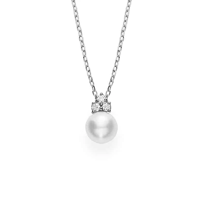 Classic Akoya Cultured Pearl Pendant with Diamond - La Maison Monaco