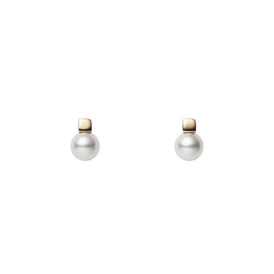 Akoya Cultured Pearl Earrings in 18K Gold