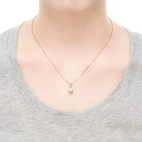 Akoya Cultured Pearl Diamond Pendant in 18K Yellow Gold