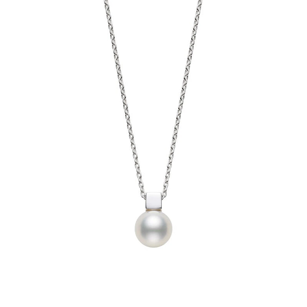 Akoya Cultured Pearl Pendant in 18K White Gold - La Maison Monaco