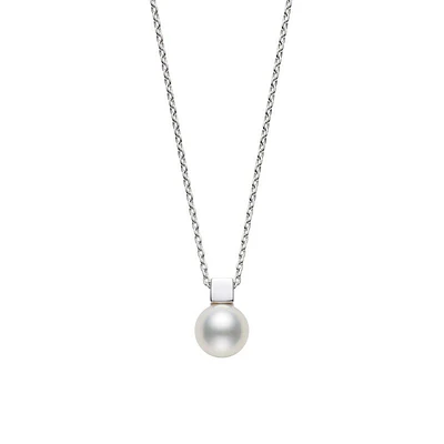 Akoya Cultured Pearl Pendant in 18K White Gold - La Maison Monaco