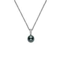 Morning Dew Black South Sea Cultured Pearl Pendant – 18K White Gold - La Maison Monaco