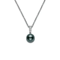 Morning Dew Black South Sea Cultured Pearl Pendant – 18K White Gold - La Maison Monaco