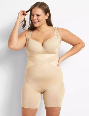 NEW LANE BRYANT CACIQUE CONTROL WEAR CAFE OPEN BUST BODYSUIT SZ 26