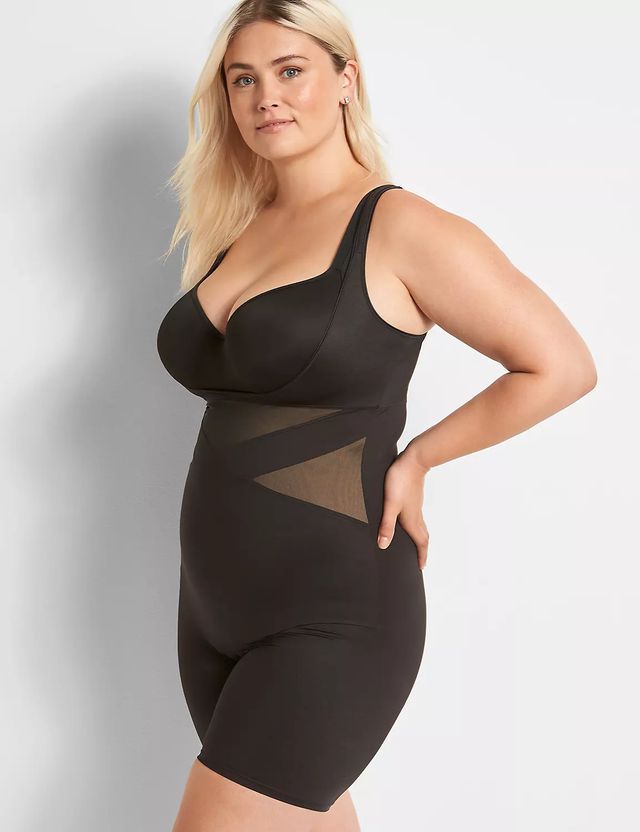 NEW LANE BRYANT CACIQUE CONTROL WEAR BLACK OPEN BUST THIGH SHAPER SZ 18/20