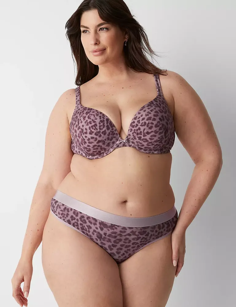 Lane Bryant Cotton Thong Panty With Wide Waistband / Leopard