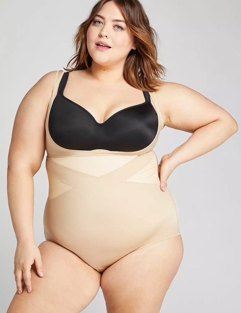 NEW LANE BRYANT CACIQUE CONTROL WEAR BLACK OPEN BUST THIGH SHAPER
