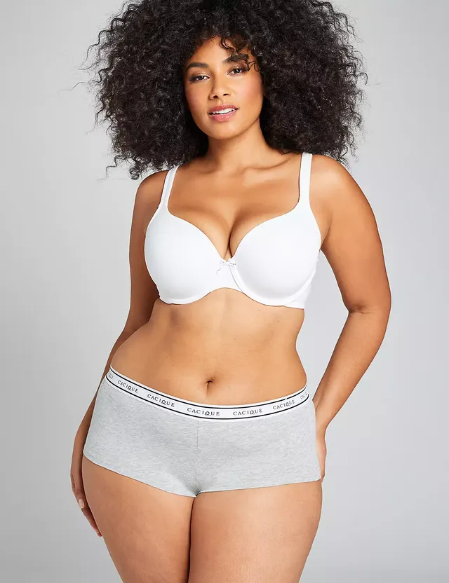 Lane Bryant Cotton Boyshort Panty With Wide Waistband / Heather