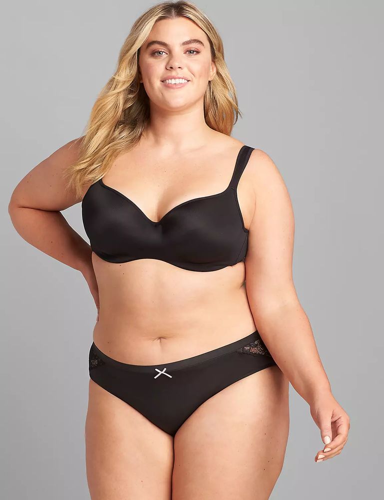 Lane Bryant No-Show Hipster Panty With Lace Trim / Black