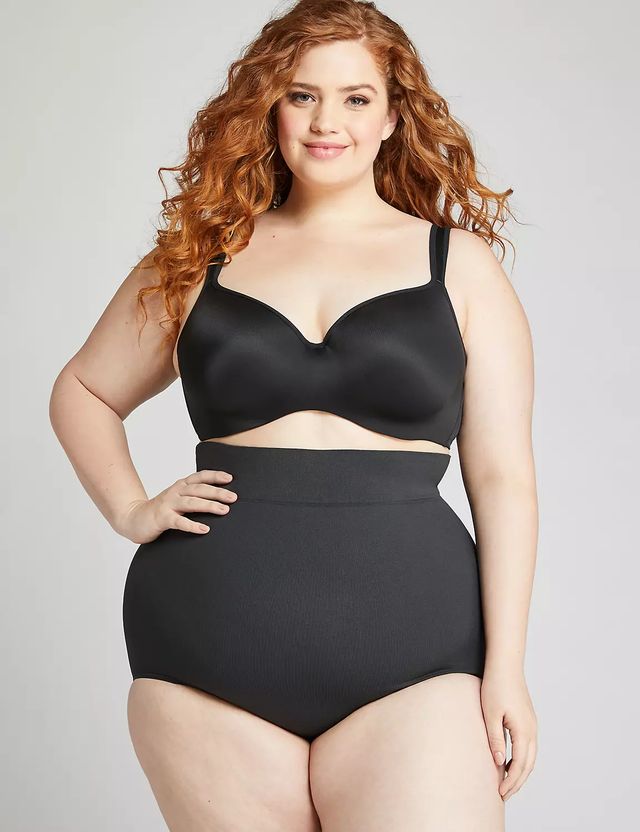Lane Bryant Level 3 Contouring High-Waist Brief With Lace Inserts 14/16  Black
