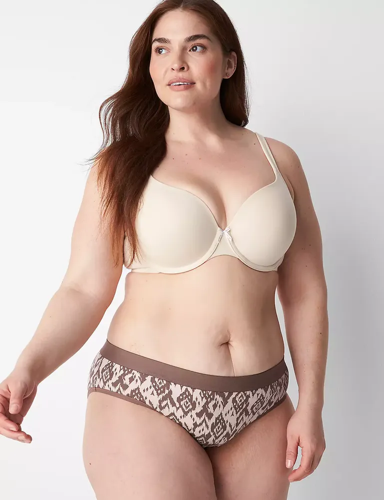 Lane Bryant Cotton Hipster Panty With Wide Waistband / Taupe