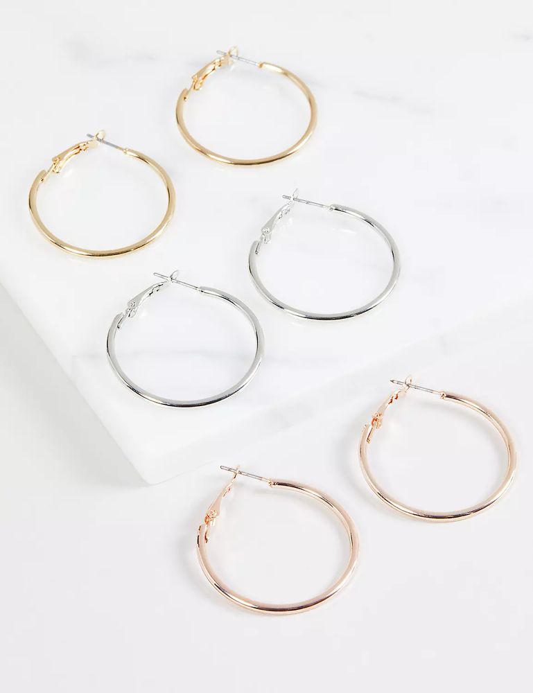 Hoop Earrings 3-Pack - Tri-Tone