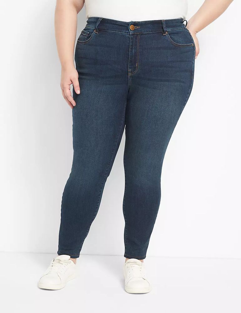 Lane Bryant Straight Fit High-Rise Skinny Jean Dark Denim