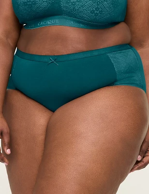 Cotton High-Leg Brief Panty With Lace Trim