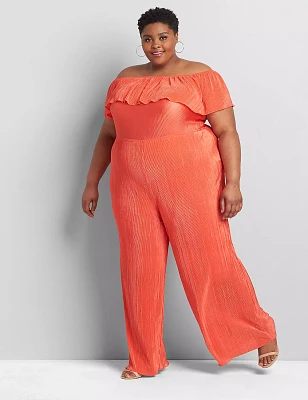 Pleated Multi-Way Off-The-Shoulder Jumpsuit